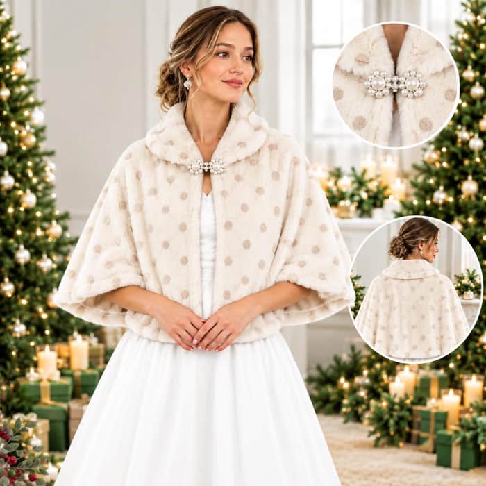 Faux Fur Bridal Cape listing image 3 of 5