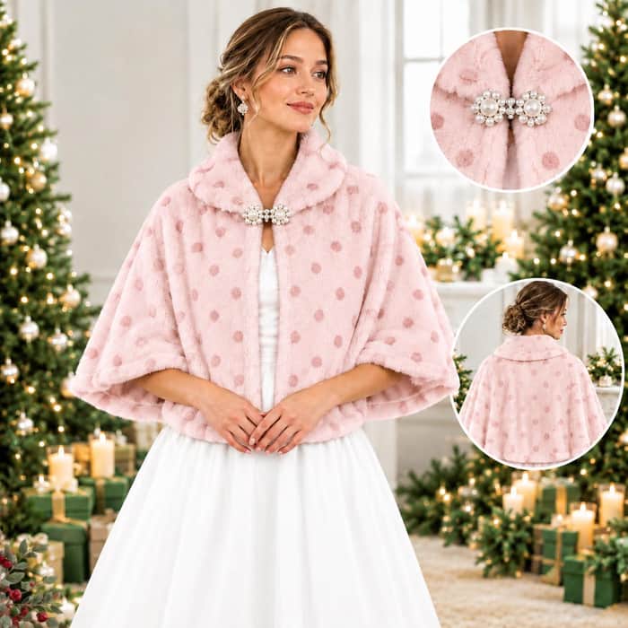 Faux Fur Bridal Cape listing image 4 of 5