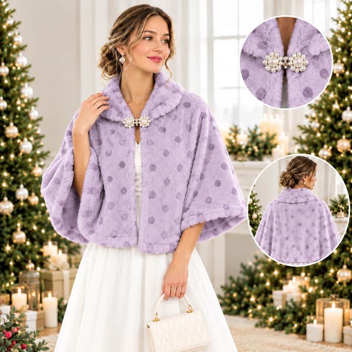 Faux Fur Bridal Cape listing image 5 of 5