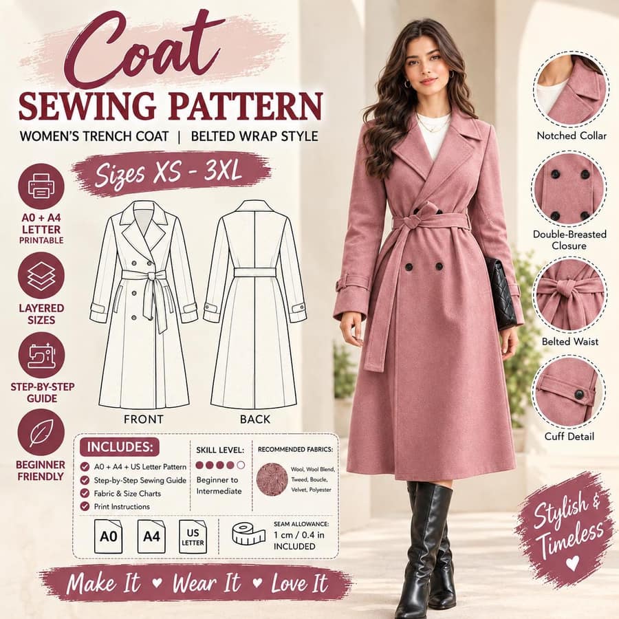Coat Pattern sewing pattern preview