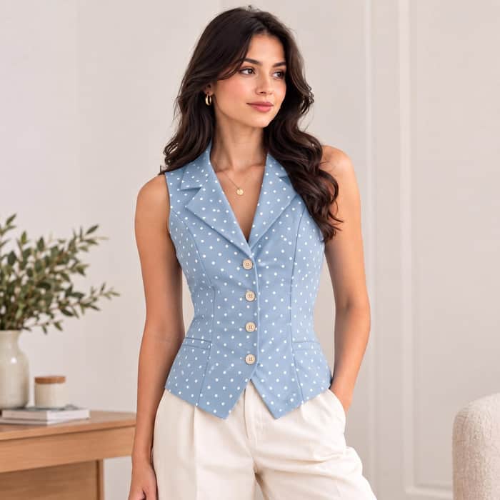 Collared Fitted Longline Vest listing image 3 of 5