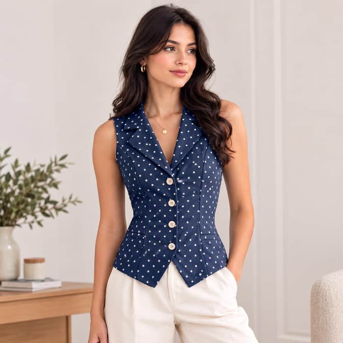 Collared Fitted Longline Vest listing image 4 of 5