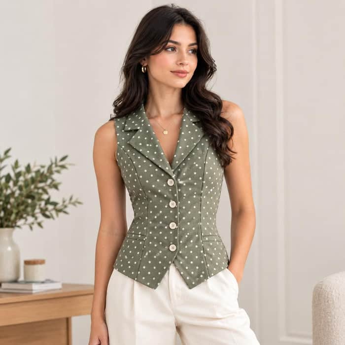 Collared Fitted Longline Vest listing image 5 of 5