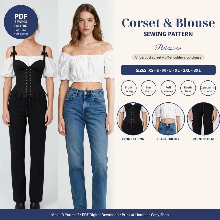 Underbust Corset Bundle PDF sewing pattern preview