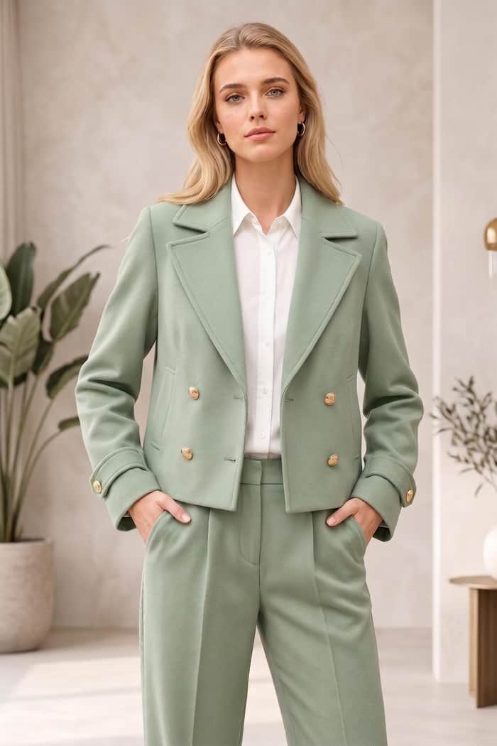 Double Breasted Wool Cropped Jacket listing image 3 of 5