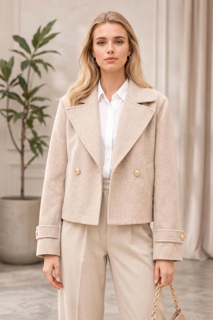Double Breasted Wool Cropped Jacket listing image 4 of 5