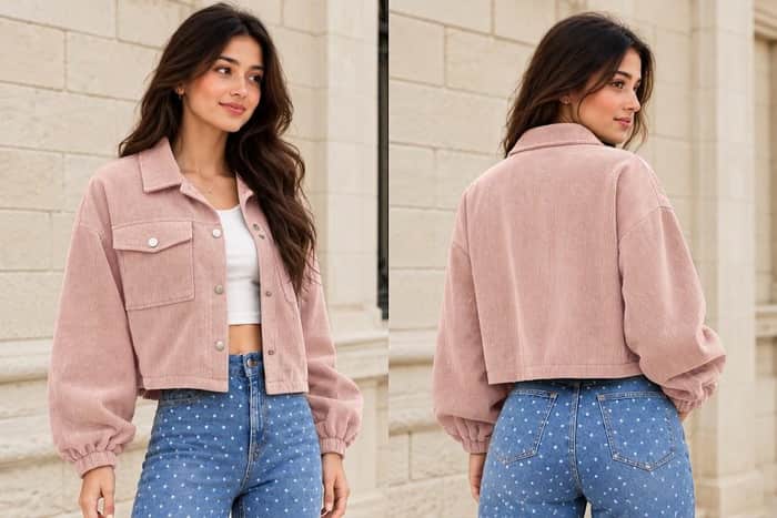 Corduroy Button Front Cropped Jacket listing image 3 of 5
