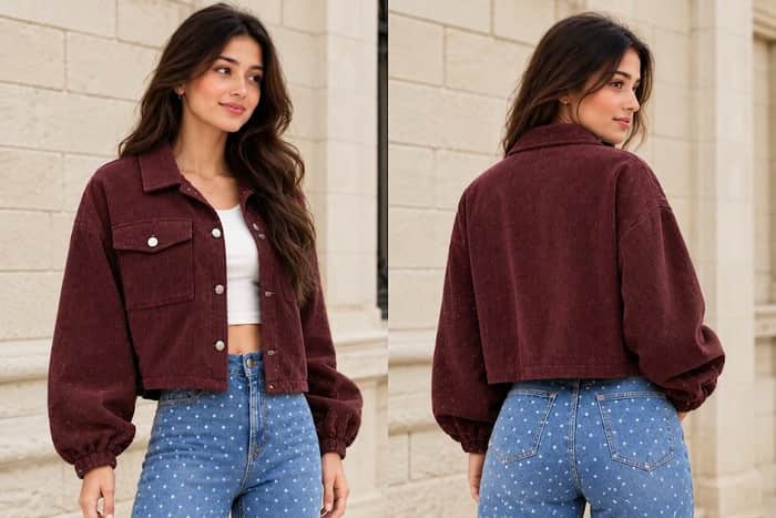 Corduroy Button Front Cropped Jacket listing image 4 of 5
