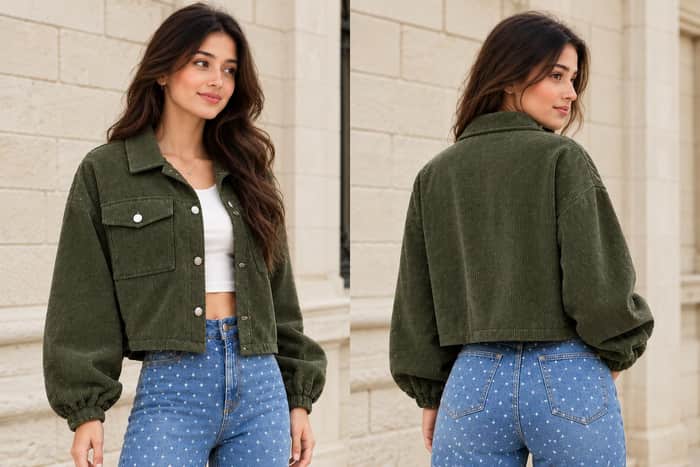 Corduroy Button Front Cropped Jacket listing image 5 of 5
