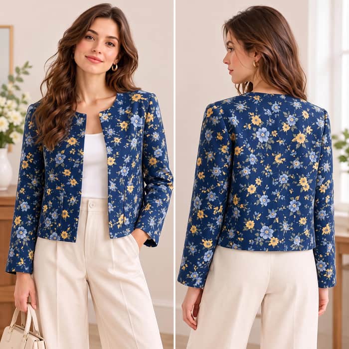 Long Sleeve Collarless Jacket listing image 4 of 5