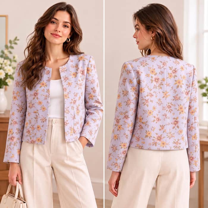 Long Sleeve Collarless Jacket listing image 5 of 5
