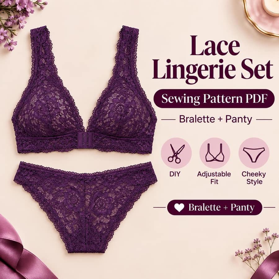 Lace Lingerie Set Bra Panty sewing pattern preview