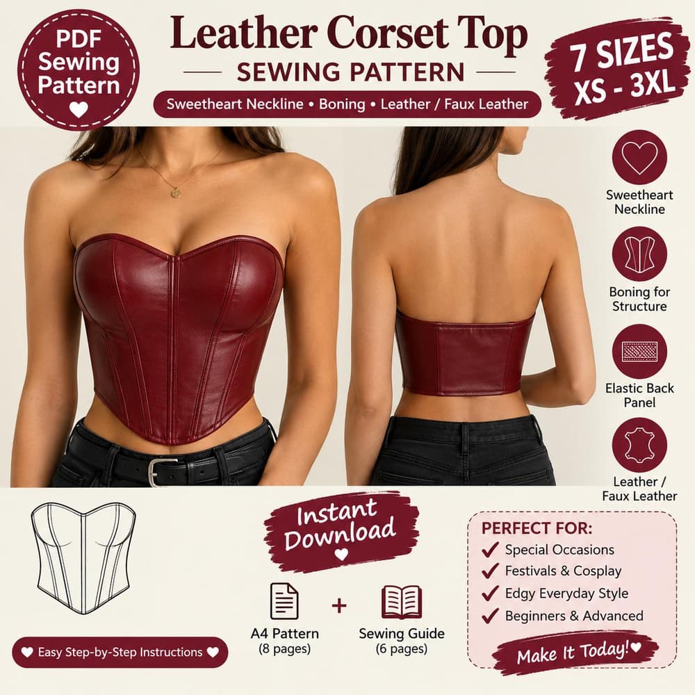 Women's Leather Corset Top sewing pattern preview