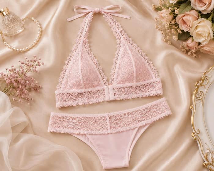 Lace Halter Lingerie Set listing image 3 of 5