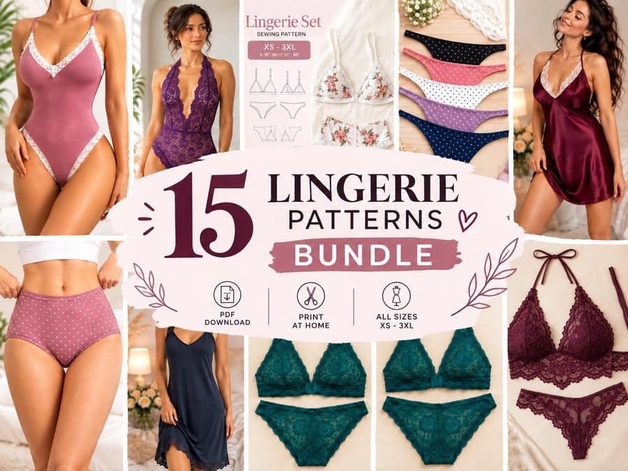 Women's Lingerie Bundle sewing pattern preview bundle