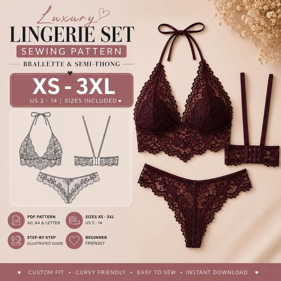 Curvy Lace Lingerie Set sewing pattern preview