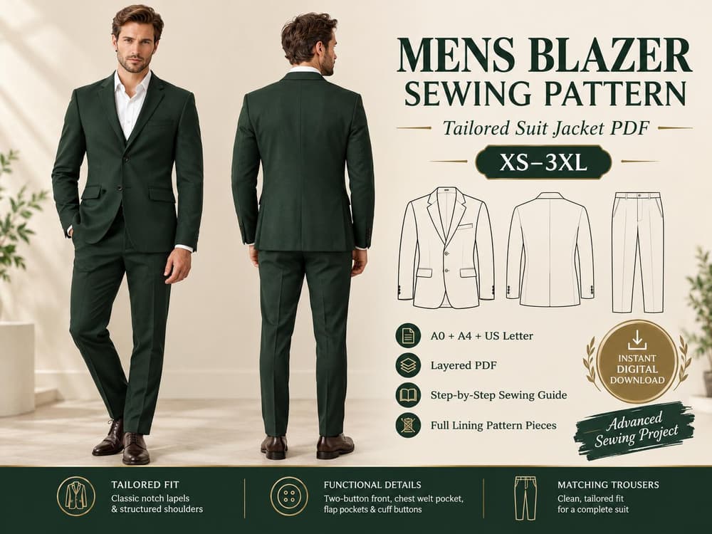 Men's Blazer Pattern sewing pattern preview