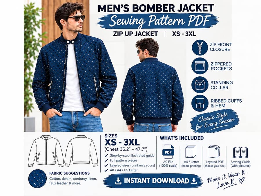 Jacket PDF sewing pattern preview