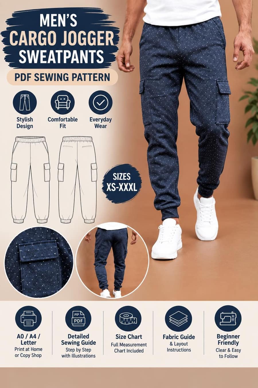 Men's Sweatpants Pattern sewing pattern preview
