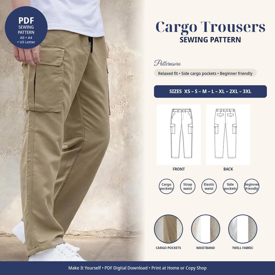 Men's Relaxed Pants Pattern sewing pattern preview