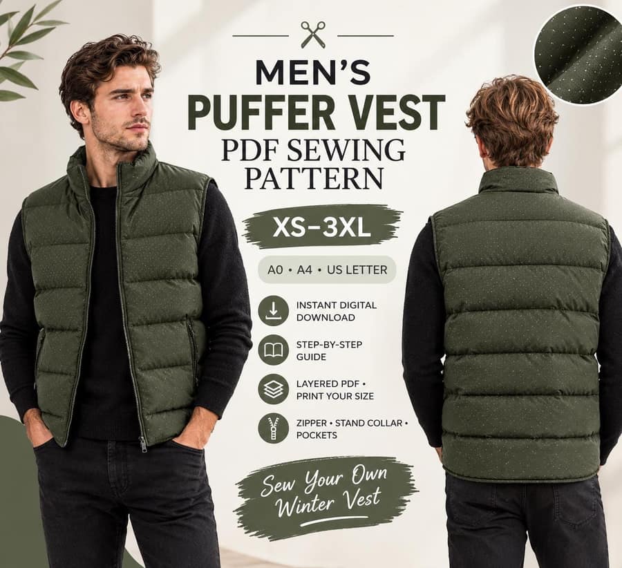 Quilted Vest PDF sewing pattern preview