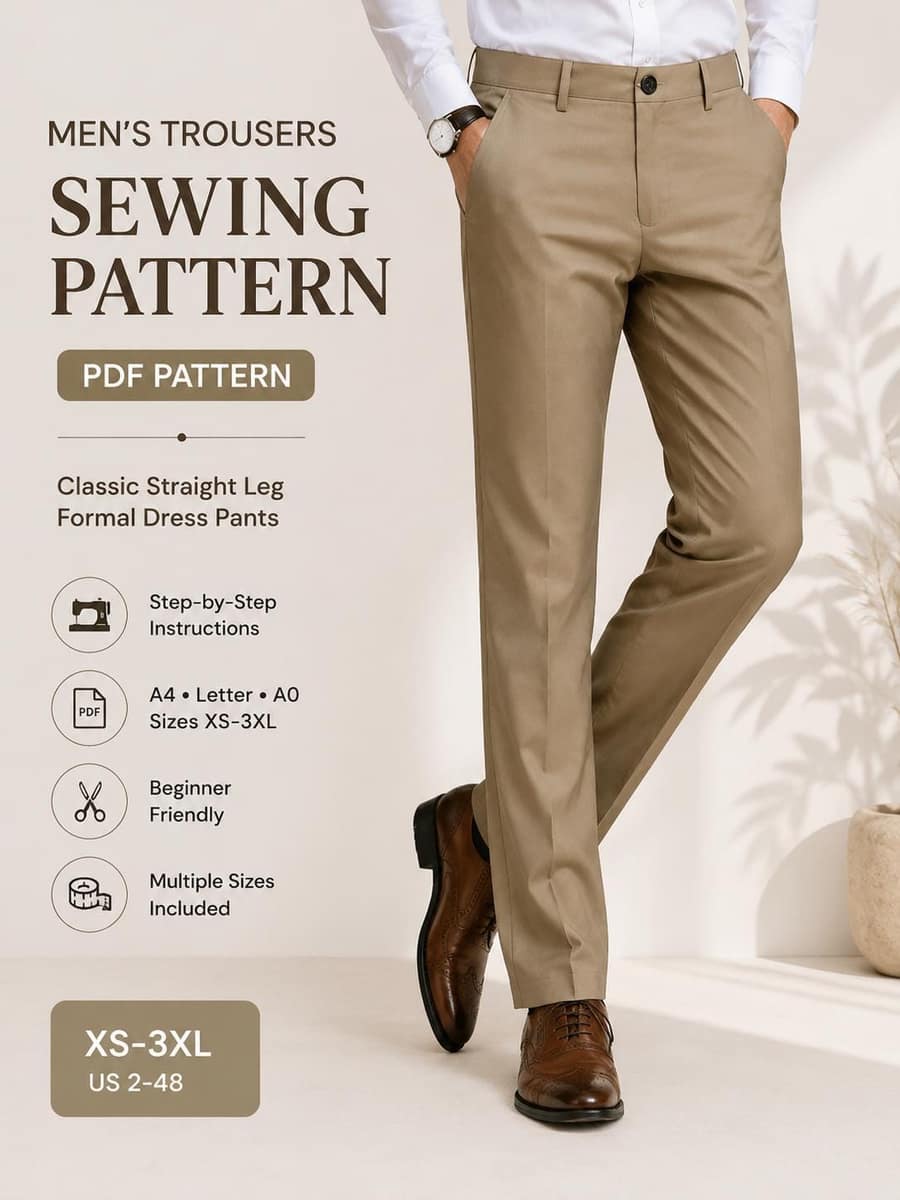 Men's Straight Leg Trousers sewing pattern preview