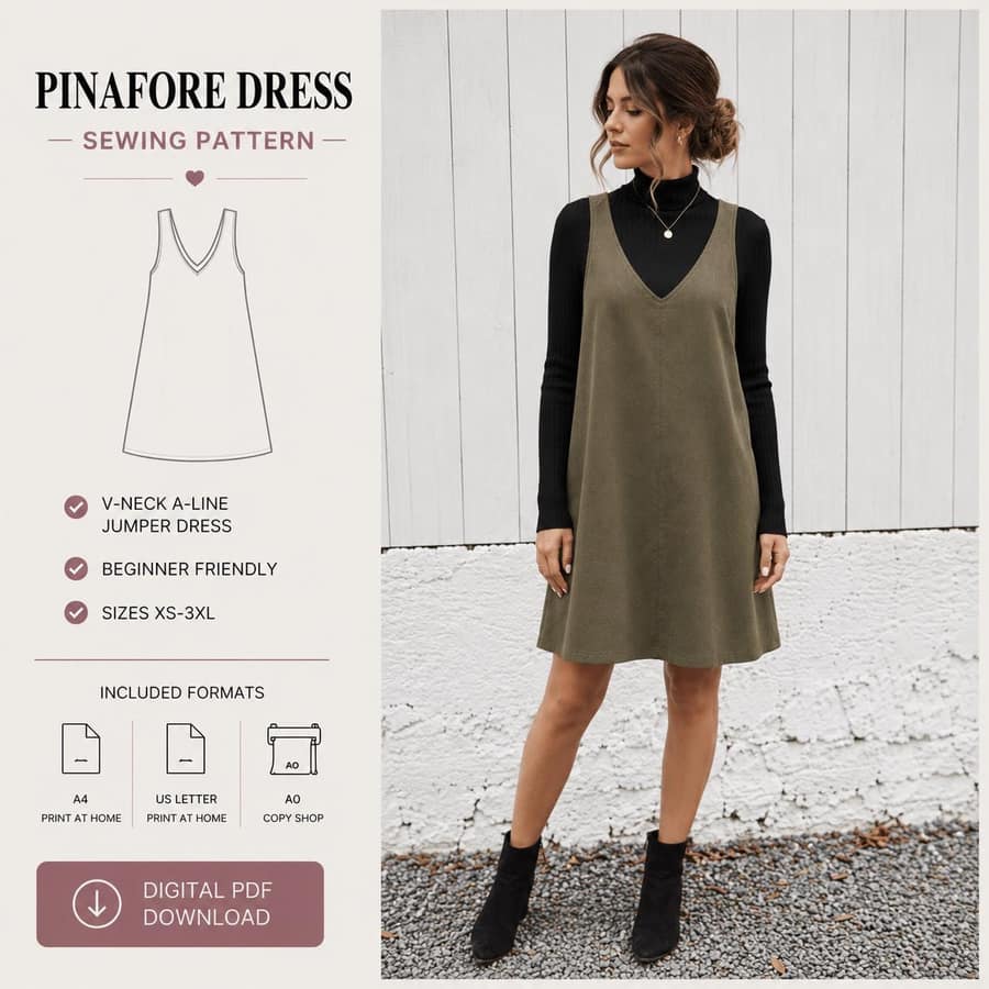 V Neck A Line Pinafore sewing pattern preview