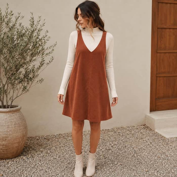 V Neck A Line Pinafore listing image 2 of 5