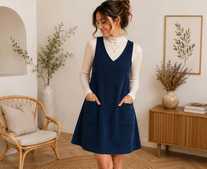 Sleeveless V Neck Pinafore listing image 2 of 5