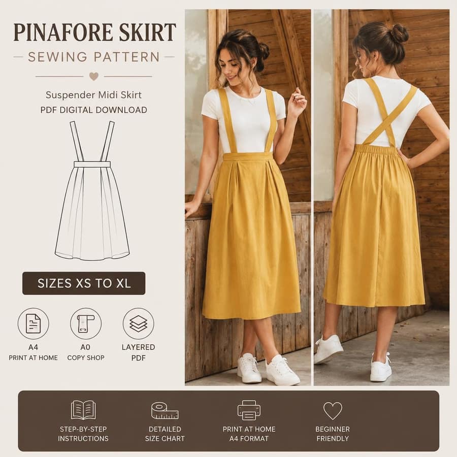 Women's Midi Pinafore Pattern sewing pattern preview
