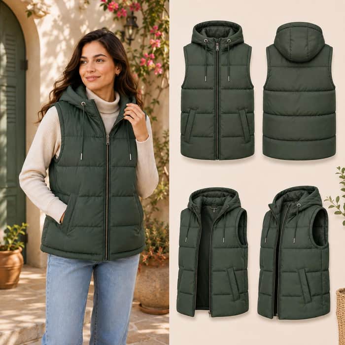 Hooded Quilted Vest listing image 2 of 5