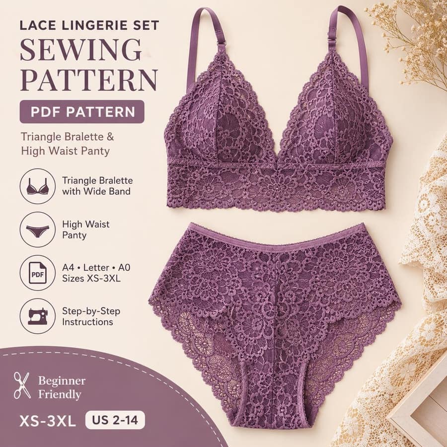 Lace Lingerie Set sewing pattern preview