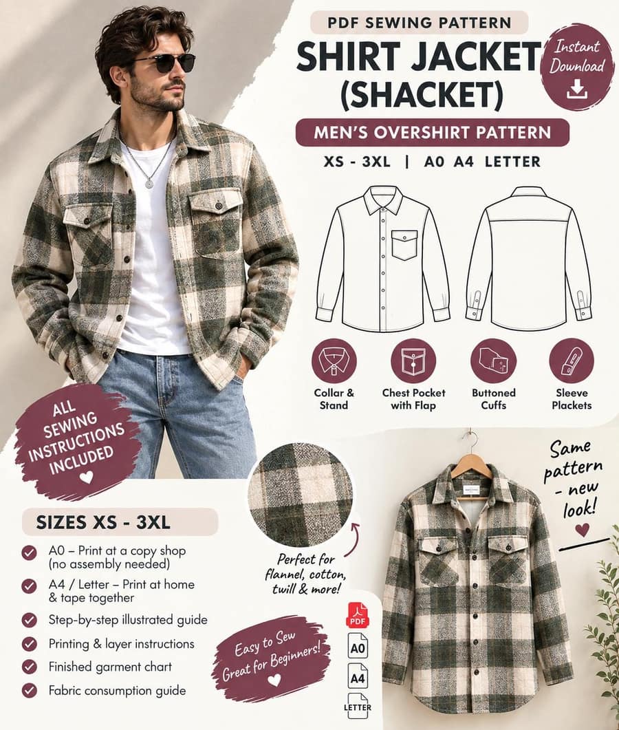 Men's Shirt Pattern sewing pattern preview
