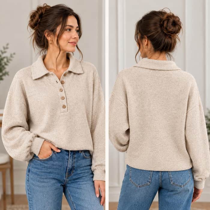 Collared Oversized Sweater listing image 2 of 6
