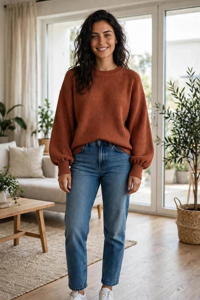 Crew Neck Relaxed Sweater listing image 2 of 5