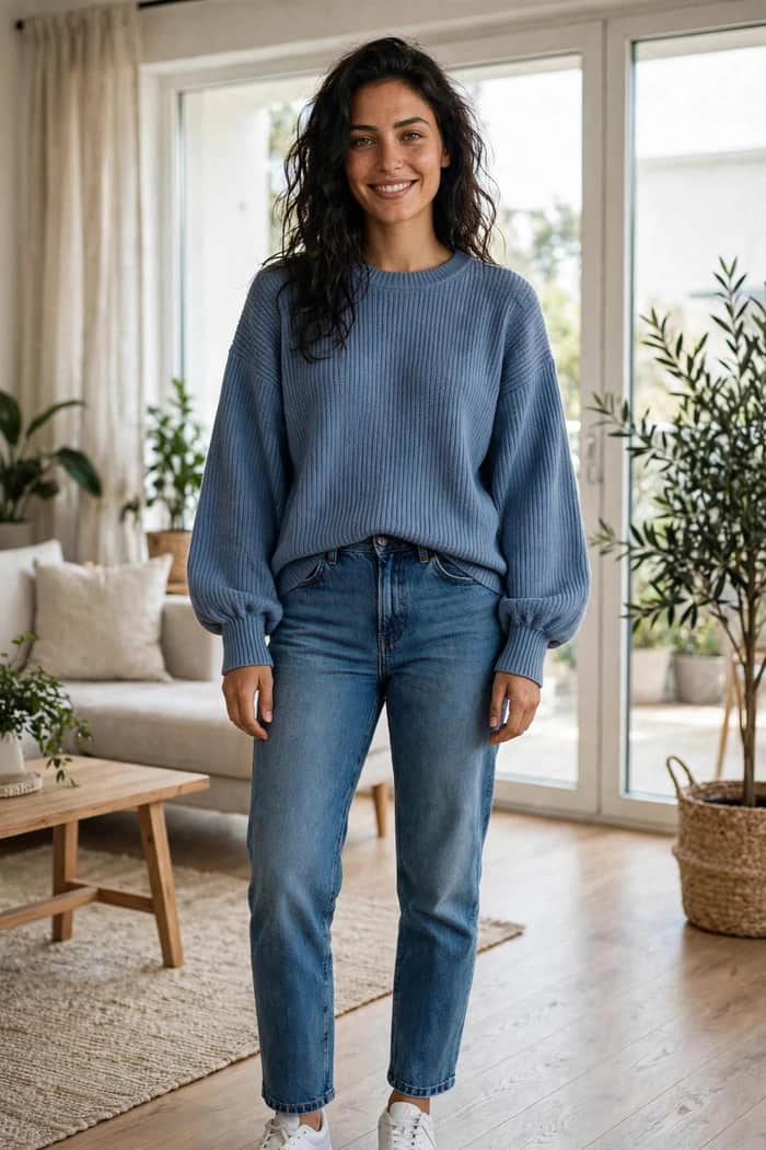 Crew Neck Relaxed Sweater listing image 3 of 5