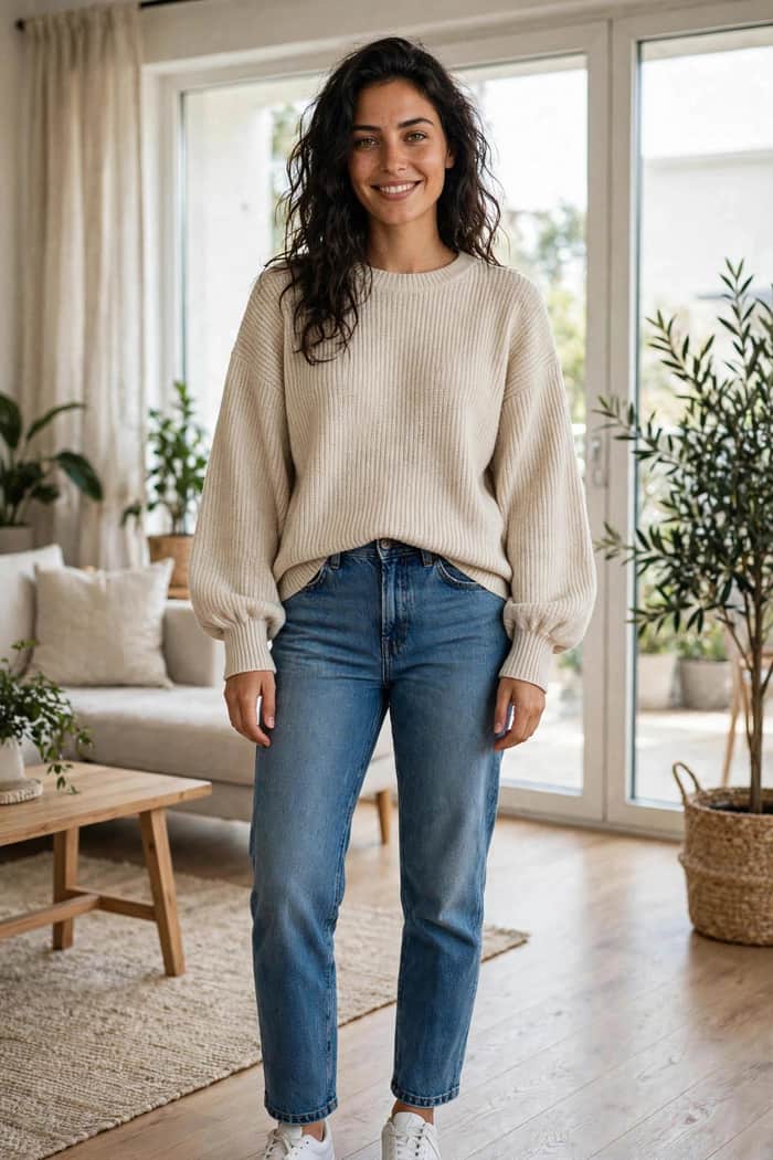Crew Neck Relaxed Sweater listing image 4 of 5
