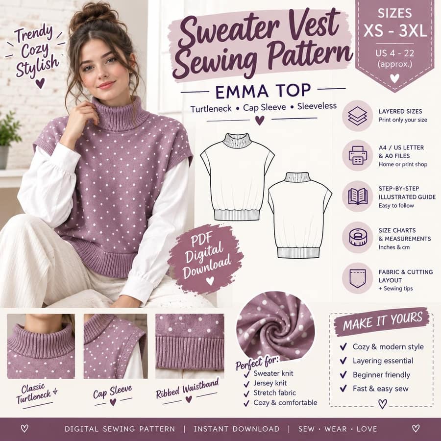 Sleeveless Sweater sewing pattern preview