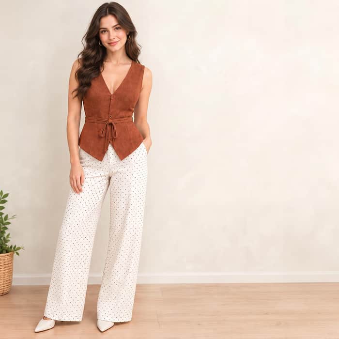 Tie Waist V Neck Vest listing image 2 of 6