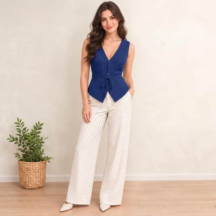 Tie Waist V Neck Vest listing image 3 of 6
