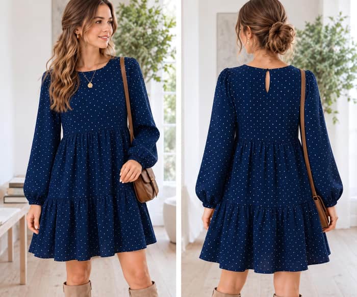 Long Sleeve Boho Dress listing image 3 of 6