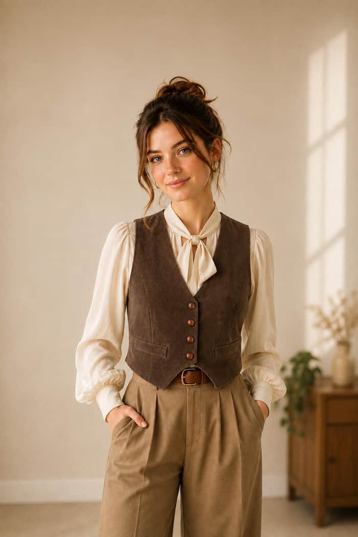 Corduroy Vintage Cropped Vest listing image 2 of 5
