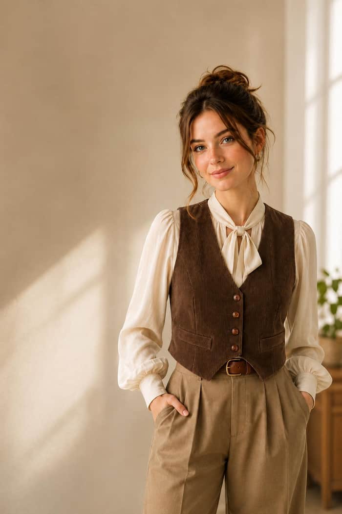 Corduroy Vintage Cropped Vest listing image 3 of 5