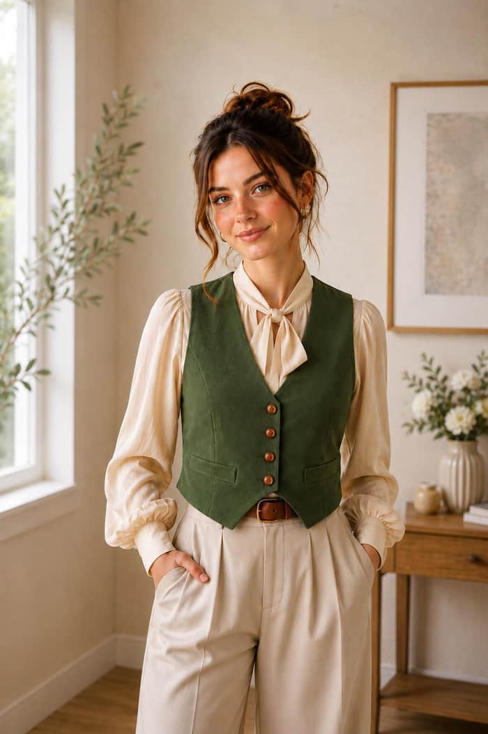 Corduroy Vintage Cropped Vest listing image 4 of 5