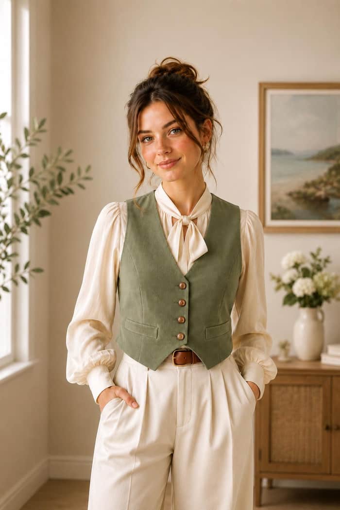 Corduroy Vintage Cropped Vest listing image 5 of 5