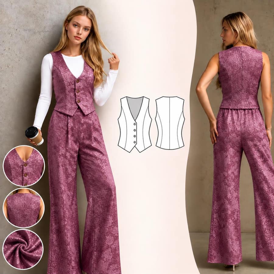 Women's V Neck Vest Pattern sewing pattern preview