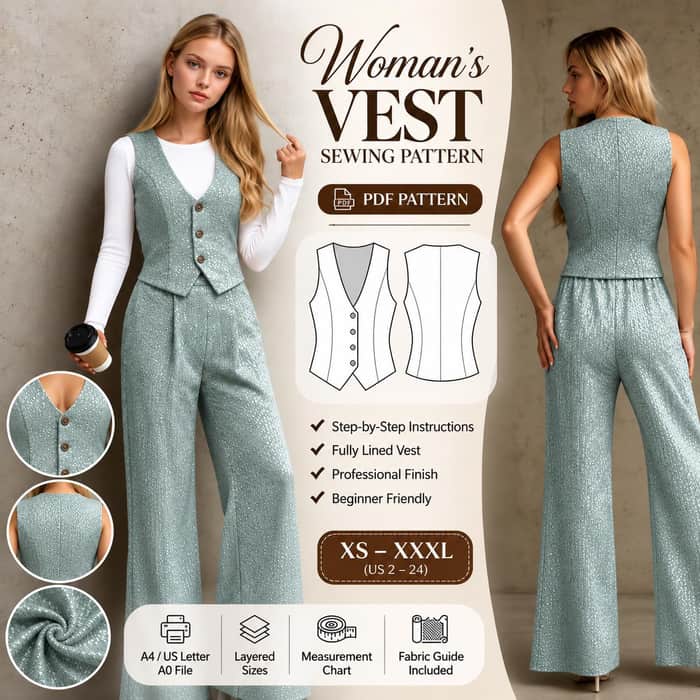 V Neck Vest Pattern listing image 5 of 5