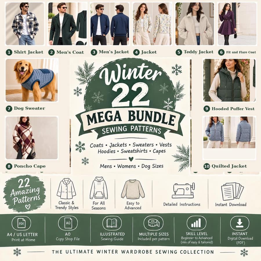 Men's Winter Bundle Pattern sewing pattern preview bundle
