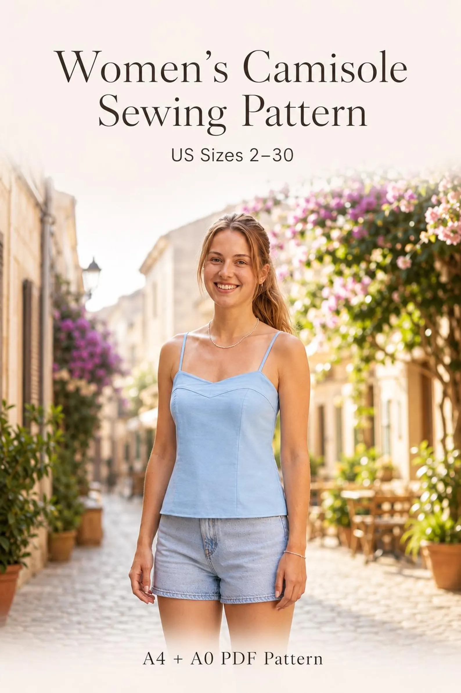 Women's camisole PDF pattern preview