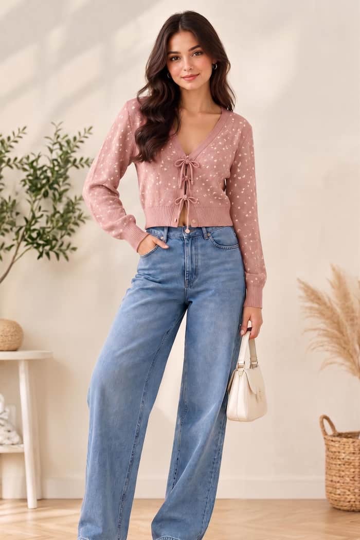 Cropped Tie Front Cardigan listing image 5 of 5
